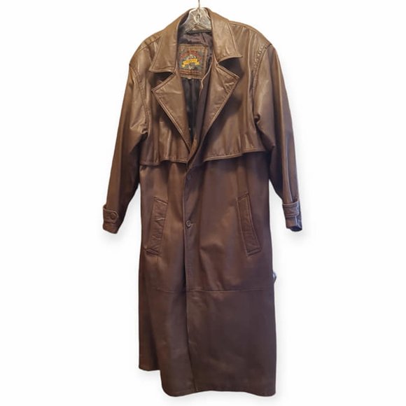 ADVENTURE BOUND Other - ADVENTURE BOUND Leather Duster Full Length Coat Vintage 90s Jacket Western Wear